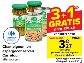 Promotions Gekweekte champignons stelen en stukjes - Produit maison - Carrefour  - Valide de 10/04/2024 à 22/04/2024 chez Carrefour