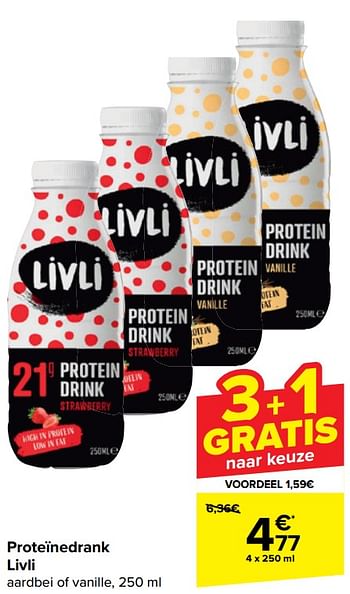 Promotions Proteïnedrank livli - Livli - Valide de 10/04/2024 à 22/04/2024 chez Carrefour