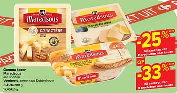 Promotions Smeerkaas dubbelroom - Maredsous - Valide de 10/04/2024 à 22/04/2024 chez Carrefour