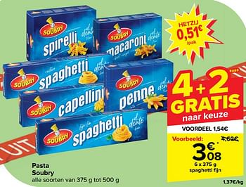 Promotions Spaghetti fijn - Soubry - Valide de 10/04/2024 à 22/04/2024 chez Carrefour