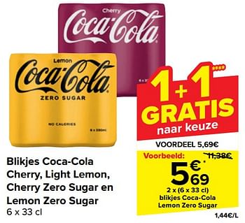 Promotions Blikjes coca cola lemon zero sugar - Coca Cola - Valide de 10/04/2024 à 22/04/2024 chez Carrefour