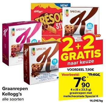 Promotions Graanrepen met melkchocolade special k - Kellogg's - Valide de 10/04/2024 à 22/04/2024 chez Carrefour