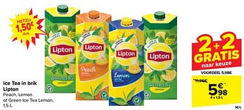 Promotions Ice tea in brik lipton - Lipton - Valide de 10/04/2024 à 22/04/2024 chez Carrefour