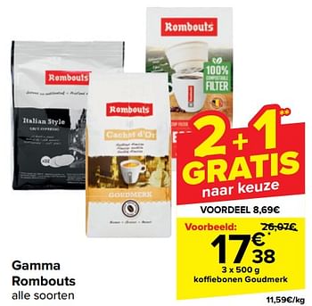 Promoties Koffiebonen goudmerk - Rombouts - Geldig van 10/04/2024 tot 22/04/2024 bij Carrefour