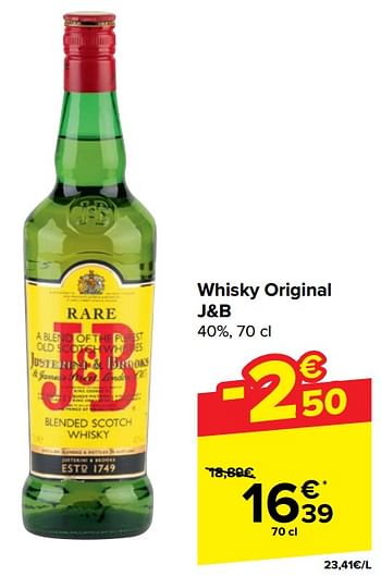 Promotions Whisky original j+b - J & B - Valide de 10/04/2024 à 22/04/2024 chez Carrefour