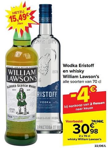 Promotions Whisky william lawson’s - William Lawson's - Valide de 10/04/2024 à 22/04/2024 chez Carrefour