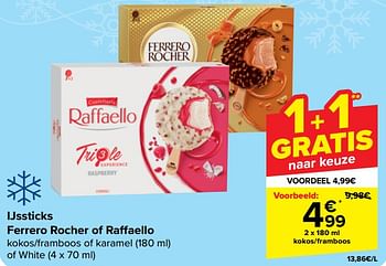 Promotions Ijssticks ferrero rocher of raffaello - Produit maison - Carrefour  - Valide de 10/04/2024 à 22/04/2024 chez Carrefour