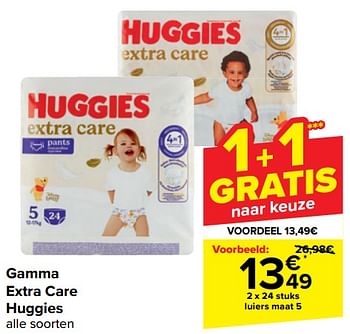Promoties Luiers maat 5 - Huggies - Geldig van 10/04/2024 tot 22/04/2024 bij Carrefour