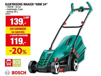 Promotions Bosch elektrische maaier arm 34 - Bosch - Valide de 10/04/2024 à 21/04/2024 chez Hubo
