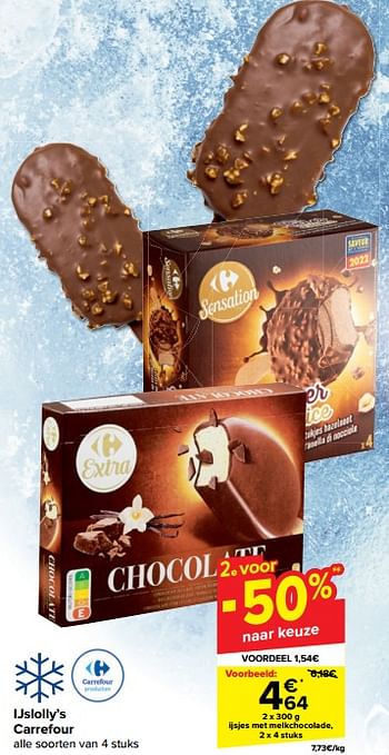Promotions Ijsjes met melkchocolade - Produit maison - Carrefour  - Valide de 10/04/2024 à 22/04/2024 chez Carrefour