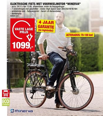 Promotions Elektrische fiets met voorwielmotor minerva - Minerva - Valide de 10/04/2024 à 21/04/2024 chez Hubo