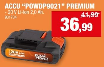 Promoties Powerplus accu powdp9021 premium - Powerplus - Geldig van 10/04/2024 tot 21/04/2024 bij Hubo