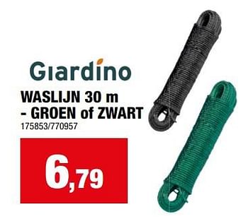 Promotions Waslijn groen of zwart - Giardino - Valide de 10/04/2024 à 21/04/2024 chez Hubo