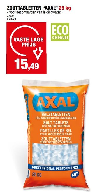 Promotions Zouttabletten axal - Axal - Valide de 10/04/2024 à 21/04/2024 chez Hubo