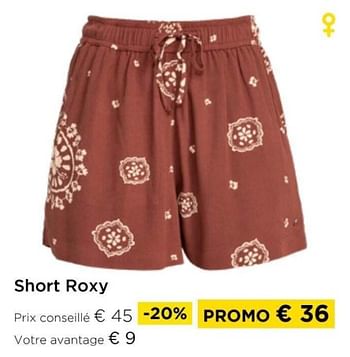 Promotions Short roxy - Roxy - Valide de 01/04/2024 à 30/04/2024 chez Molecule
