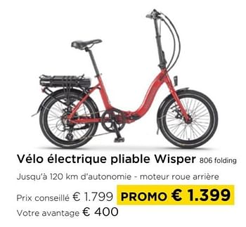 Promoties Vélo électrique pliable wisper 806 folding - Wisper - Geldig van 01/04/2024 tot 30/04/2024 bij Molecule