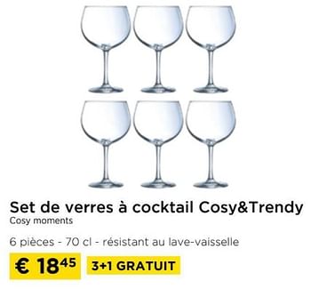 Promoties Set de verres à cocktail cosy+trendy cosy moments - Cosy & Trendy - Geldig van 01/04/2024 tot 30/04/2024 bij Molecule