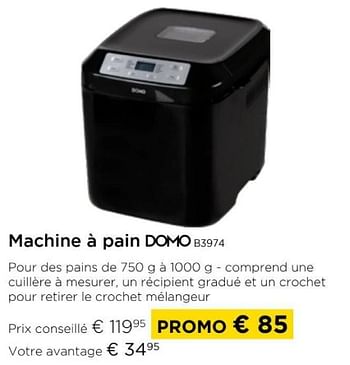 Promotions Machine a pain domo b3974 - Domo elektro - Valide de 01/04/2024 à 30/04/2024 chez Molecule