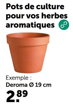 Promoties Pots de culture pour vos herbes aromatiques deroma - Deroma - Geldig van 10/04/2024 tot 21/04/2024 bij Aveve