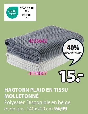 Promotions Hagtorn plaid en tissu molletonné - Produit Maison - Jysk - Valide de 08/04/2024 à 14/04/2024 chez Jysk
