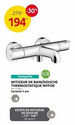 Promoties Mitigeur de bain-douche thermostatique myfox - Hansgrohe - Geldig van 10/04/2024 tot 22/04/2024 bij Brico