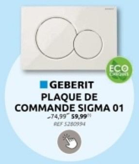 Promoties Plaque de commande sigma 01 - Geberit - Geldig van 10/04/2024 tot 22/04/2024 bij Brico