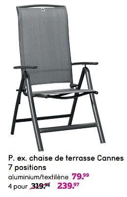 Promotions Chaise de terrasse cannes 7 positions - Produit maison - Leen Bakker - Valide de 08/04/2024 à 21/04/2024 chez Leen Bakker