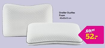 Promotions Oreiller duoflex foam - Produit maison - Leen Bakker - Valide de 08/04/2024 à 21/04/2024 chez Leen Bakker