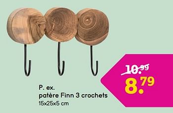 Promoties Patère finn 3 crochets - Huismerk - Leen Bakker - Geldig van 08/04/2024 tot 21/04/2024 bij Leen Bakker