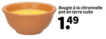 Promotions Bougie à la citronnelle pot en terre cuite - Produit maison - Wibra - Valide de 08/04/2024 à 21/04/2024 chez Wibra