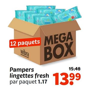 Promotions Pampers lingettes fresh - Pampers - Valide de 08/04/2024 à 21/04/2024 chez Wibra