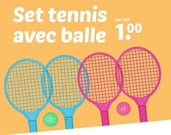 Promotions Set tennis avec balle - Produit maison - Wibra - Valide de 08/04/2024 à 21/04/2024 chez Wibra