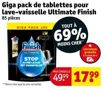 Promoties Giga pack de tablettes pour lave-vaisselle ultimate finish - Finish - Geldig van 09/04/2024 tot 21/04/2024 bij Kruidvat