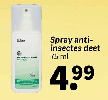 Promotions Spray antiinsectes deet - Produit maison - Wibra - Valide de 08/04/2024 à 21/04/2024 chez Wibra