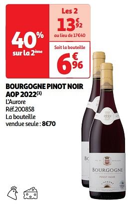 Promoties Bourgogne pinot noir aop 2022 - Rode wijnen - Geldig van 09/04/2024 tot 21/04/2024 bij Auchan