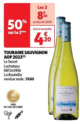 Promoties Touraine sauvignon aop 2022 - Witte wijnen - Geldig van 09/04/2024 tot 21/04/2024 bij Auchan