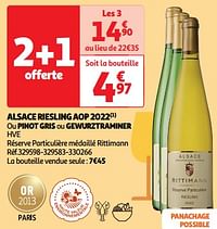 Alsace riesling aop 2022 ou pinot gris ou gewurztraminer-Witte wijnen