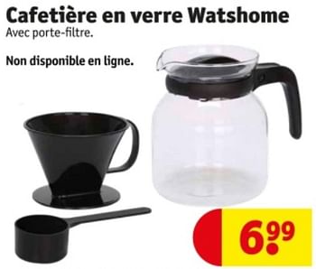 Promoties Cafetière en verre watshome - Watshome - Geldig van 09/04/2024 tot 21/04/2024 bij Kruidvat