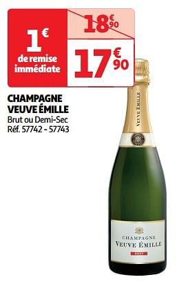 Promoties Champagne veuve émille brut ou demi-sec - Champagne - Geldig van 09/04/2024 tot 21/04/2024 bij Auchan