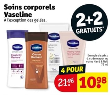 Promoties Crème pour les mains hand + nail - Vaseline  - Geldig van 09/04/2024 tot 21/04/2024 bij Kruidvat