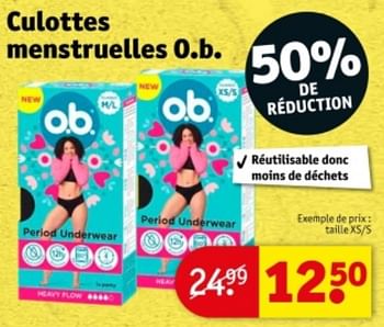 Promotions Culottes menstruelles o.b. taille xs-s - Produit maison - Kruidvat - Valide de 09/04/2024 à 21/04/2024 chez Kruidvat