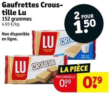 Promoties Gaufrettes croustille lu - Lu - Geldig van 09/04/2024 tot 21/04/2024 bij Kruidvat