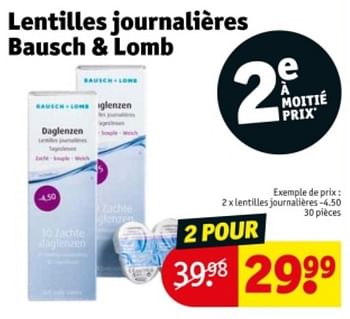 Promoties Lentilles journalières -4.50 - Bausch+Lomb - Geldig van 09/04/2024 tot 21/04/2024 bij Kruidvat