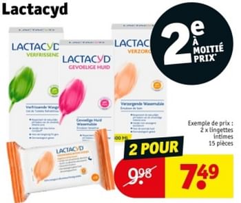 Promoties Lingettes intimes - Lactacyd - Geldig van 09/04/2024 tot 21/04/2024 bij Kruidvat