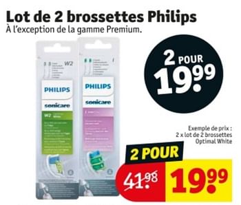 Promoties Lot de 2 brossettes optimal white - Philips - Geldig van 09/04/2024 tot 21/04/2024 bij Kruidvat