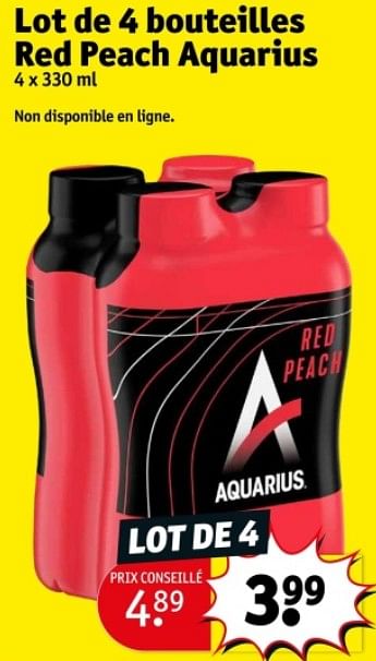 Promotions Lot de 4 bouteilles red peach aquarius - Aquarius - Valide de 09/04/2024 à 21/04/2024 chez Kruidvat