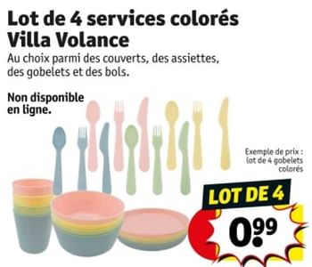 Promoties Lot de 4 gobelets colorés - Villa Volance - Geldig van 09/04/2024 tot 21/04/2024 bij Kruidvat