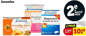 Promoties Magnésium + vitamine b6 maxi - Juvamine - Geldig van 09/04/2024 tot 21/04/2024 bij Kruidvat