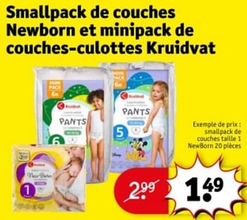 Promoties Smallpack de couches taille 1 newborn - Huismerk - Kruidvat - Geldig van 09/04/2024 tot 21/04/2024 bij Kruidvat