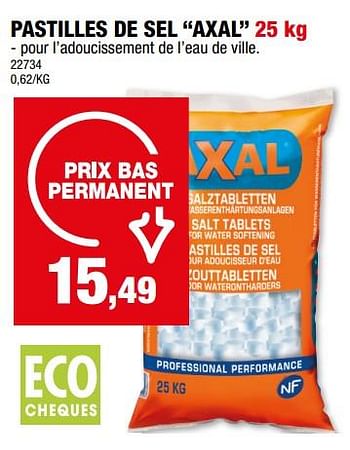 Promoties Pastilles de sel axal - Axal - Geldig van 10/04/2024 tot 21/04/2024 bij Hubo